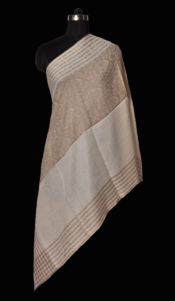 Cashmere Beige Paisley Jacquard Stole