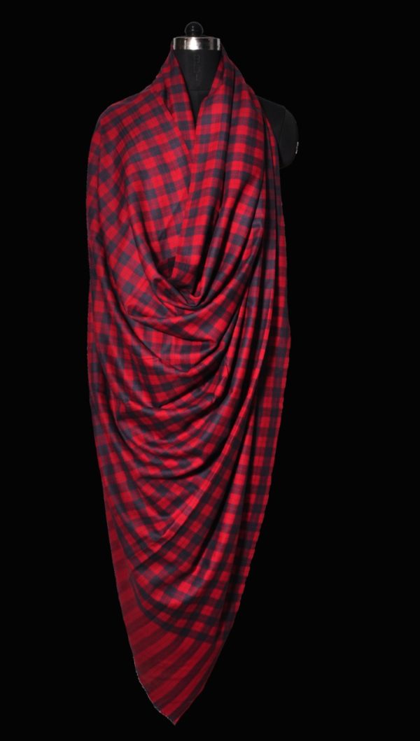 Cashmere Pashmina Gents Red Checks Shawls