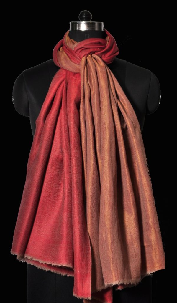 Cashmere Pashmina Red Gold Zari Reversible Stole