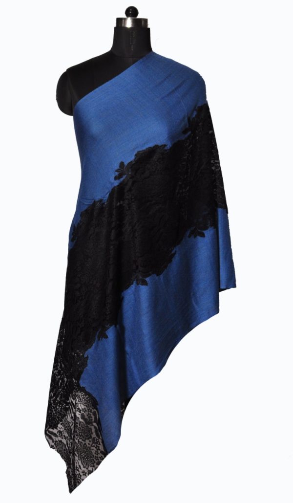 Black Lace Wool silk stole