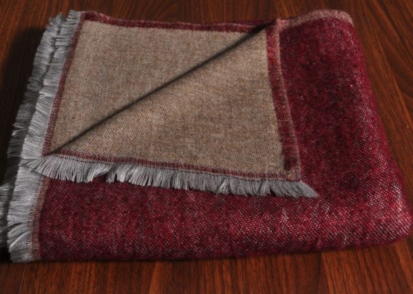 Red beige Wool Blanket Wrap