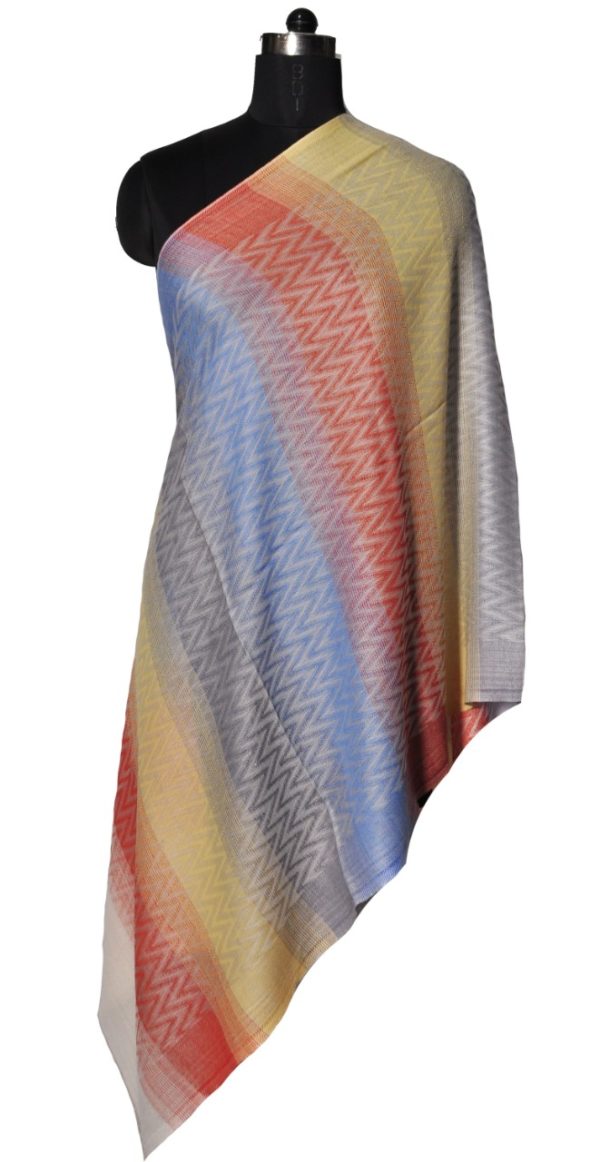 Multicolour Chevron Pattern wool stole