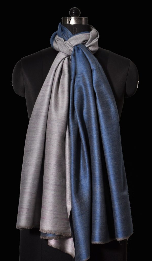 Blue silver dual tone pashmina shawls