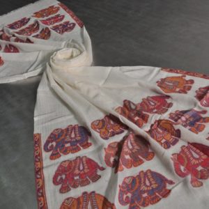 White wool silk scarf