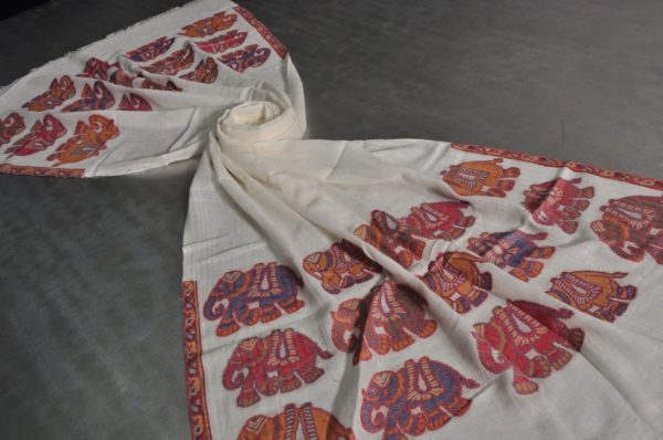 White wool silk scarf