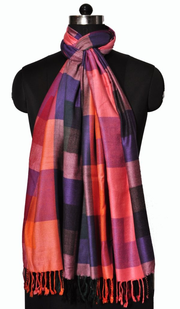 Multi colour Checks viscose stole