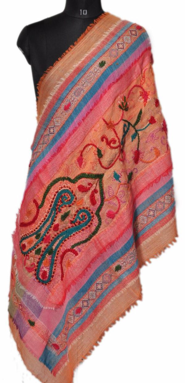 Multicolour Wool embroidery stole