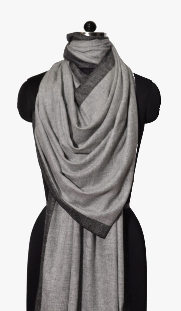 Grey Wool Nylon Border Stole