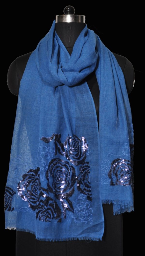 Blue Rose Flower Sequins Stoles