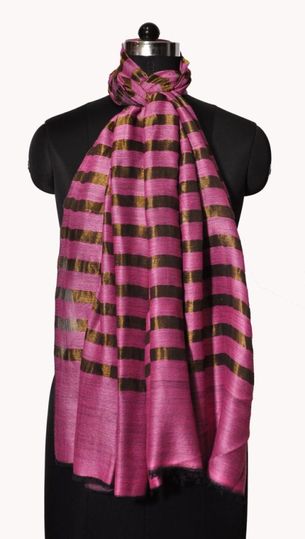 Wool Zari Striped Pattern Stole